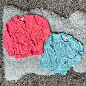 TWO Cat & Jack Baby Girl Pointelle Cardigans 18mo